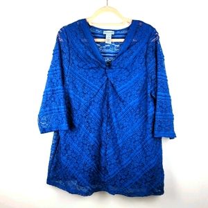 Catherines Blue/Teal Lace Top 3/4 Sleeves 14/16W
